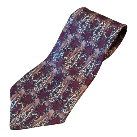 Zylos George Machado Mens Necktie 100% Italian Silk Made in USA Paisley Print - Picture 1 of 5
